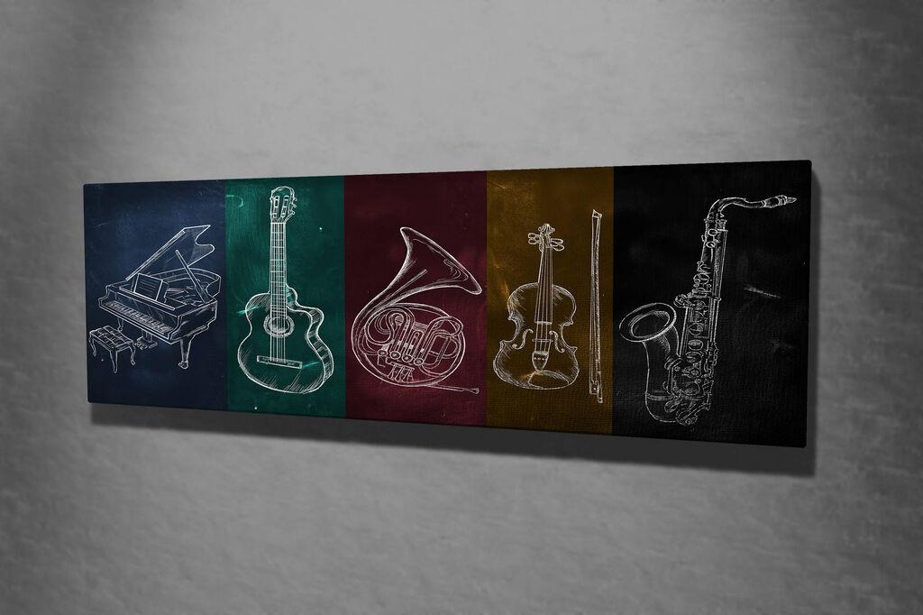 Wallity Slika muzičkih instrumenata 30x80 cm šarena