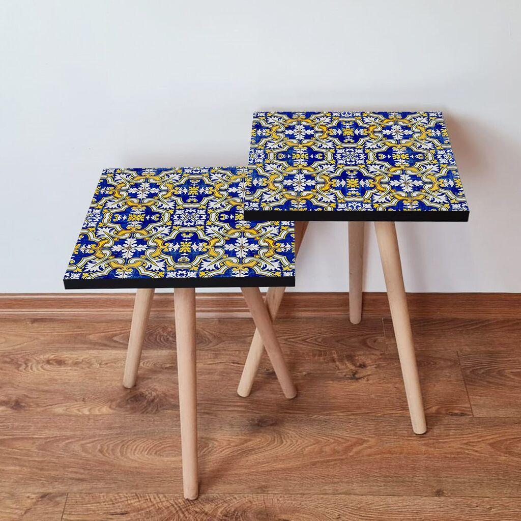 Hanah Home Set klub stočića 2Shp291, 2 komada, Šareni