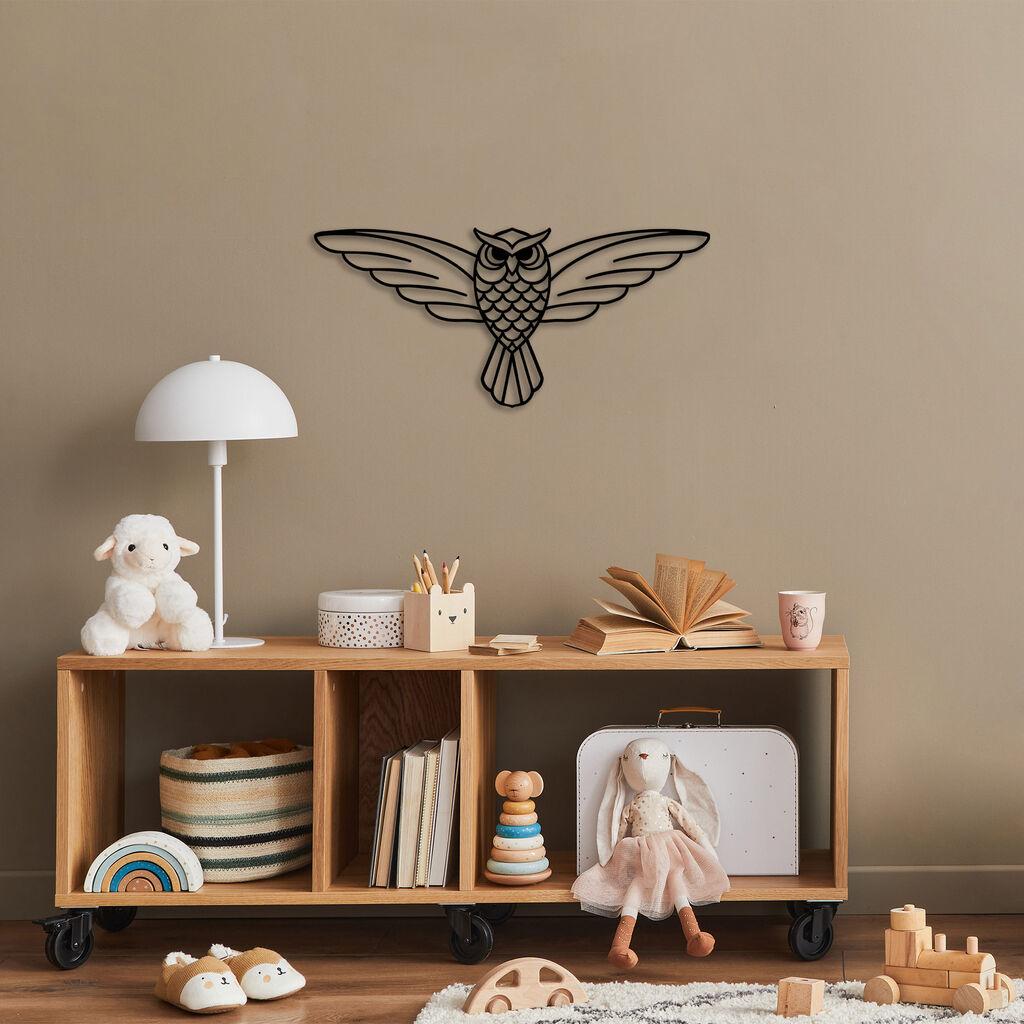 Wallity Zidna dekoracija Owl - 288, 17 x 38 cm,  Crna