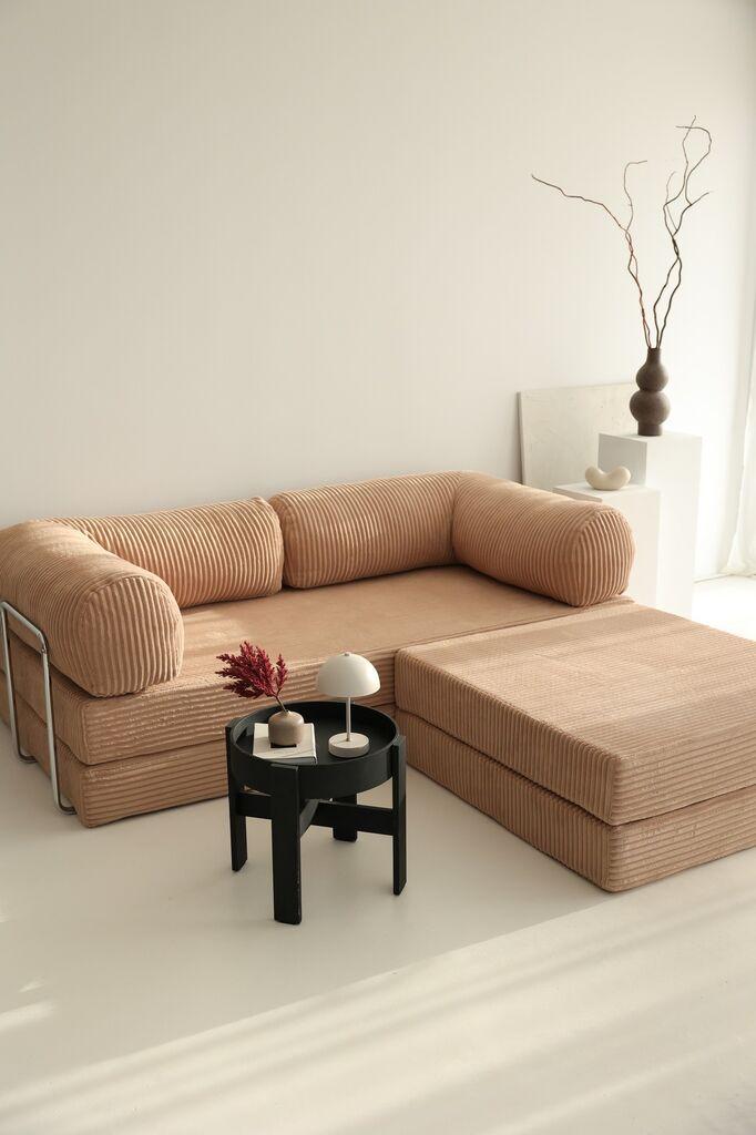 Atelier del Sofa Ugaona garnitura na razvlačenje Nook, 100x100x34 cm, Kajsija