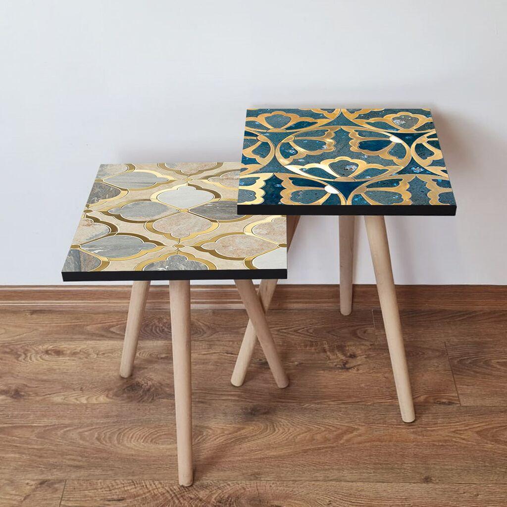 Hanah Home Set klub stočića 2Shp270, 2 komada, Šareni
