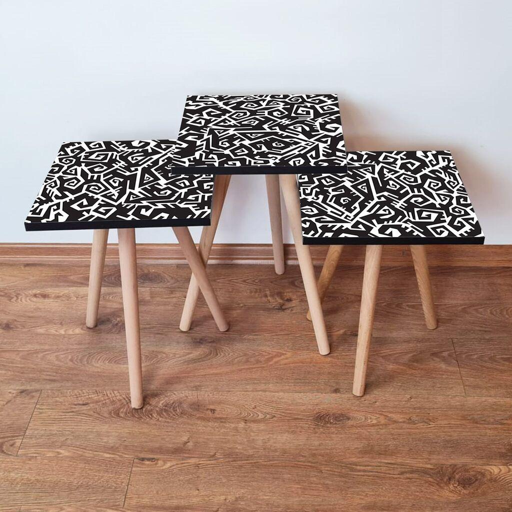 Hanah Home Set klub stočića 3Shp377, 3 komada, Šareni