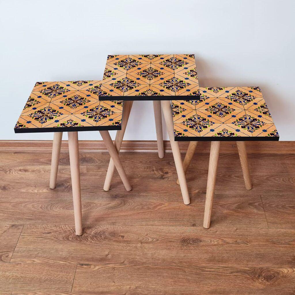 Hanah Home Set klub stočića 3Shp43, 3 komada, Šareni
