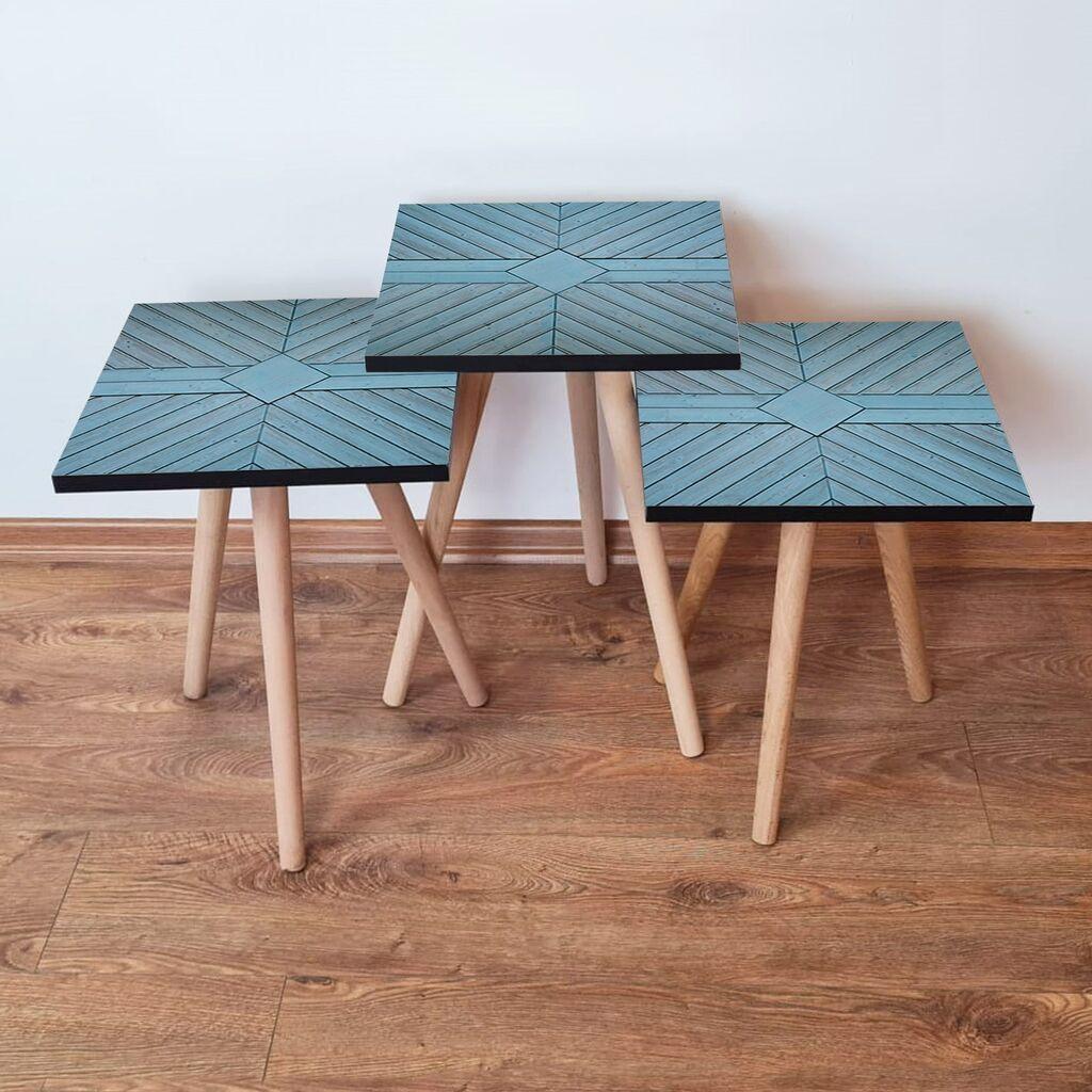 Hanah Home Set klub stočića 3Shp362, 3 komada, Šareni