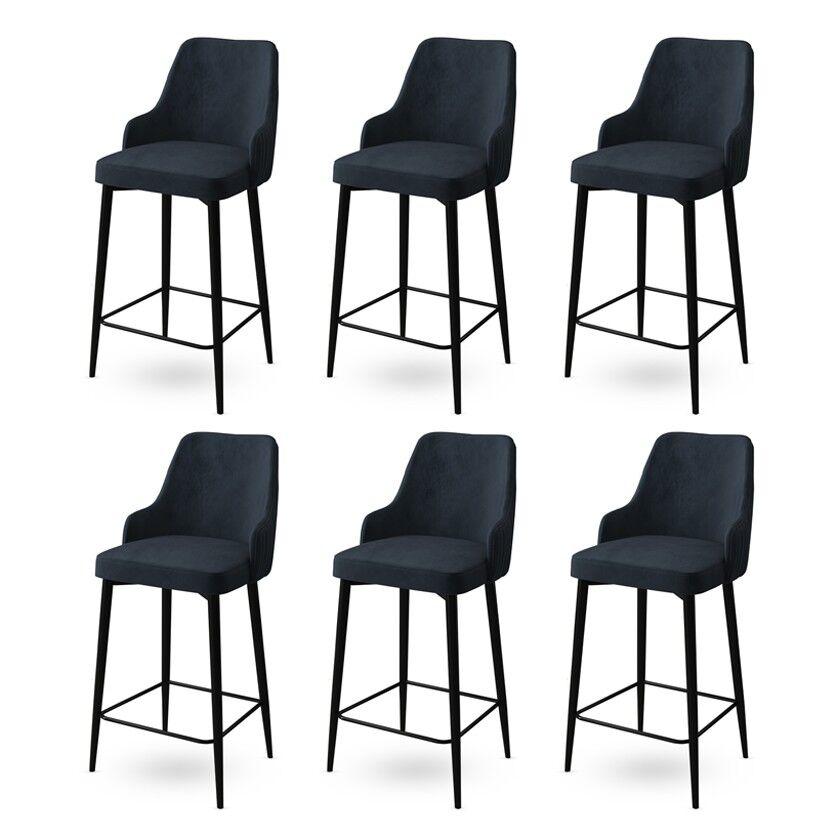 Hanah Home Set barskih stolica Enox, 6 komada, Antracit-crni