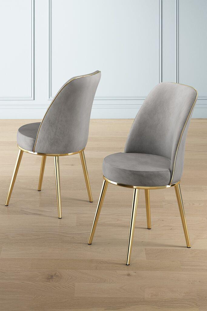 Hanah Home Set stolica Pefa, 45x91x42 cm, 4 komada, Zlatno-sive boje