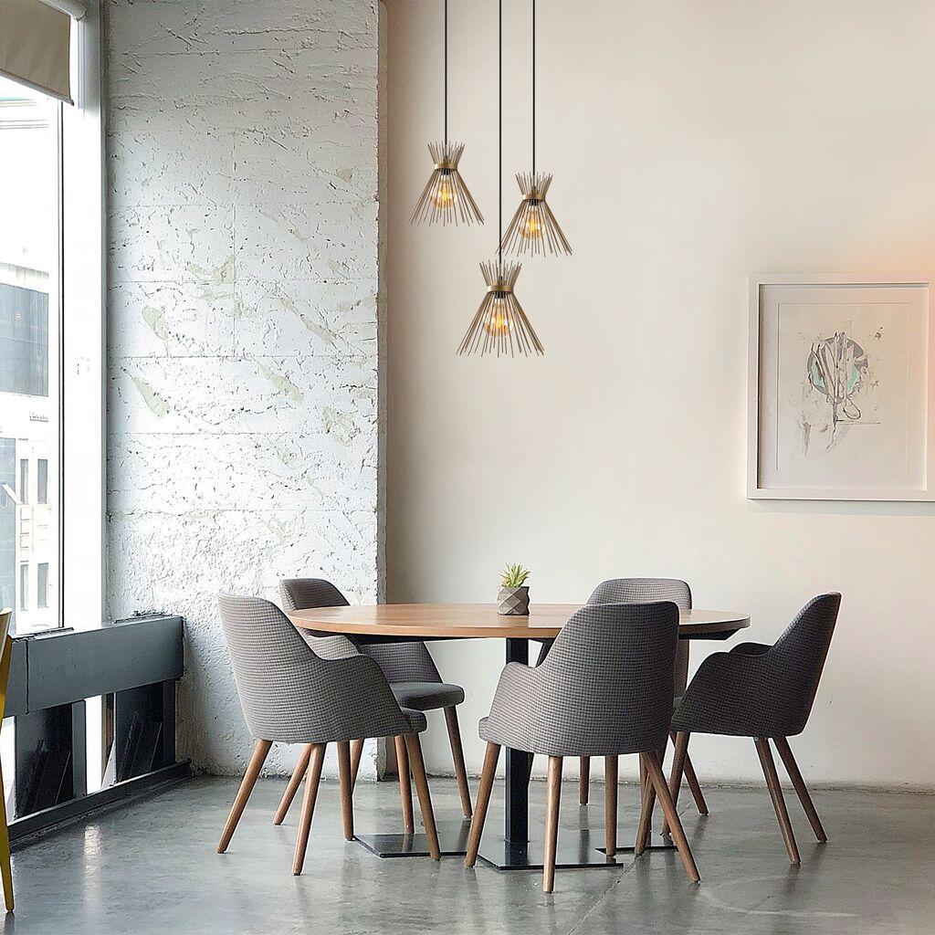 Opviq Luster Kirpi-3086, 63x63 cm, 3xE27, 40W, Zlatne boje