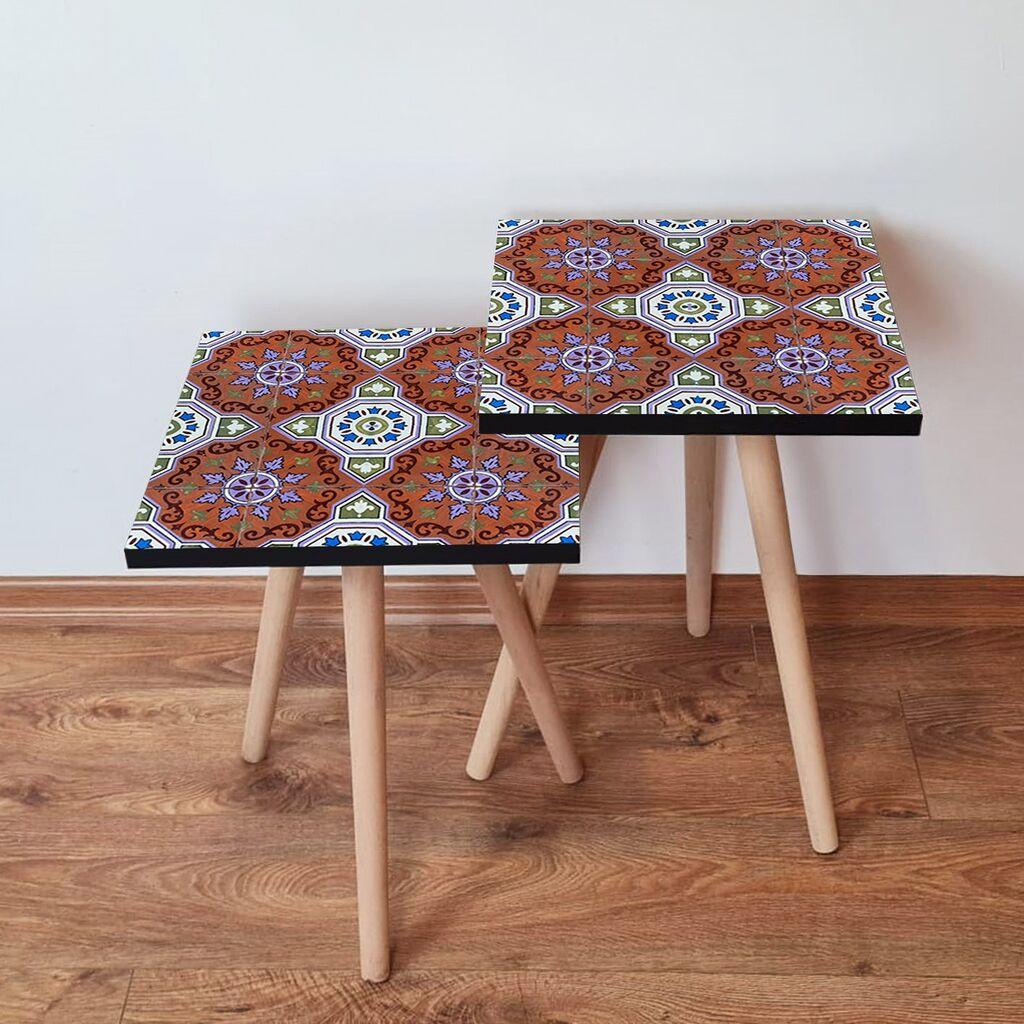 Hanah Home Set klub stočića 2Shp250, 2 komada, Šareni