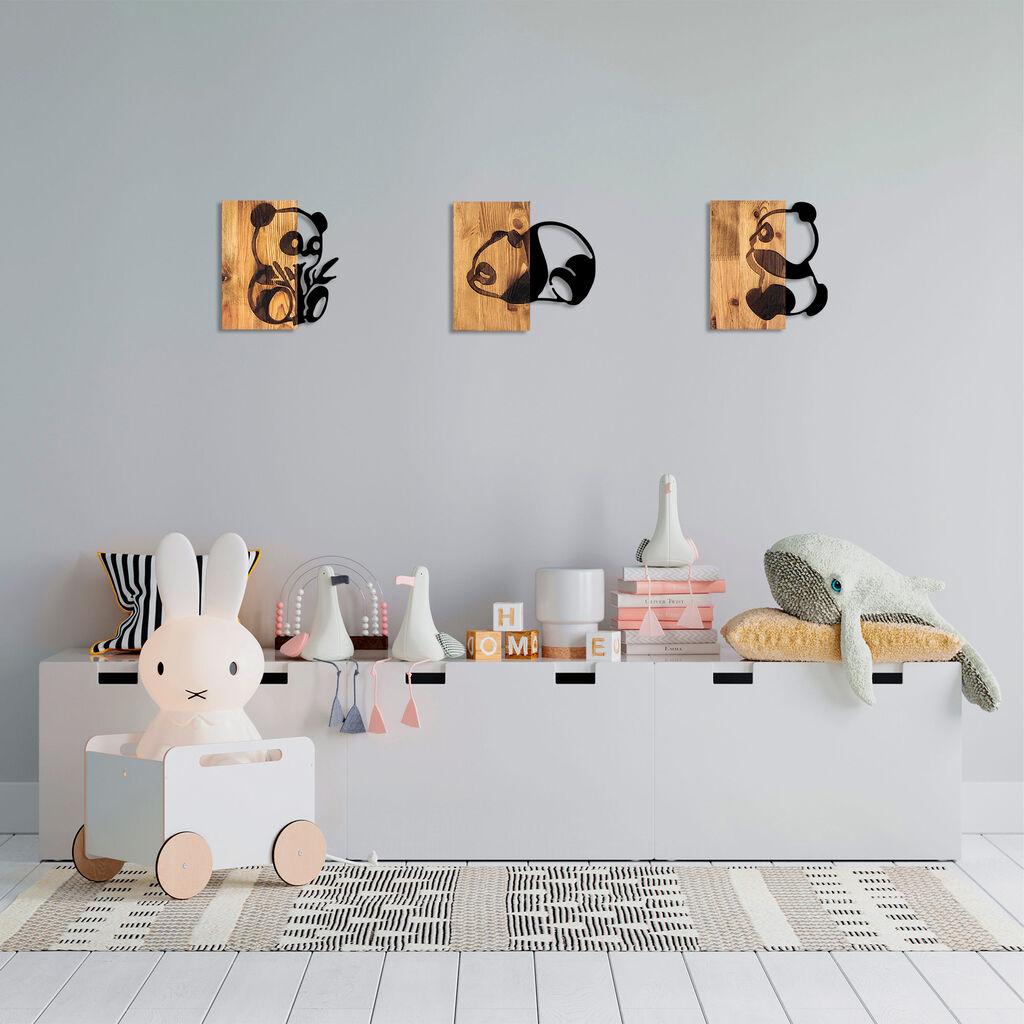 Wallity Zidna dekoracija Pandas - 335, 27 x 3 x 25 cm,  Crna