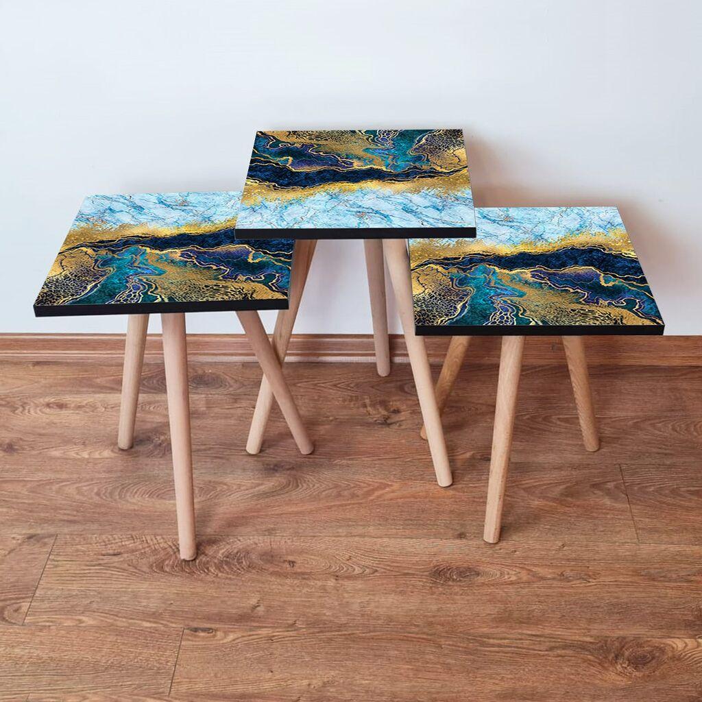 Hanah Home Set klub stočića 3Shp90, 3 komada, Šareni