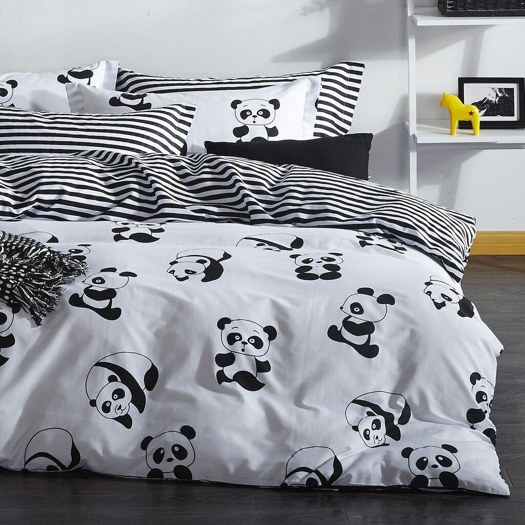 L'essentiel Maison Komplet posteljina Panda, 200x220 cm, Crna-Bela