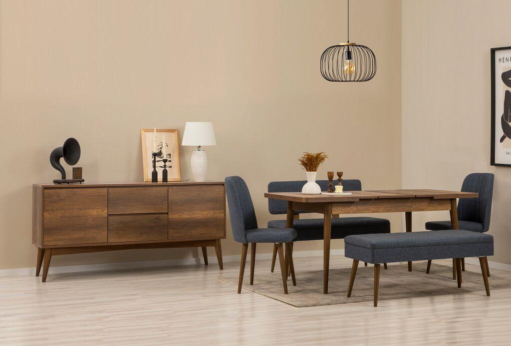 Hanah Home Trpezarijski set Vina Bench 04 1048, 6 delova, Tamnosivi