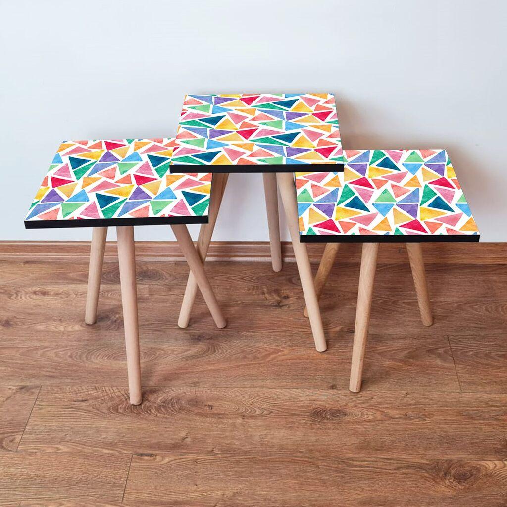 Hanah Home Set klub stočića 3Shp16, 3 komada, Šareni