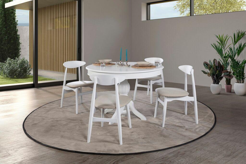 Hanah Home Trpezarijski sto na razvlačenje i stolice Albero152, 118-158 cm, 4 stolice, Beli