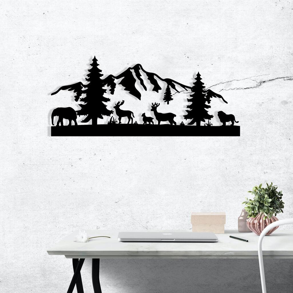 Wallity Zidna dekoracija Mountain, 70 x 30 cm,  Crna