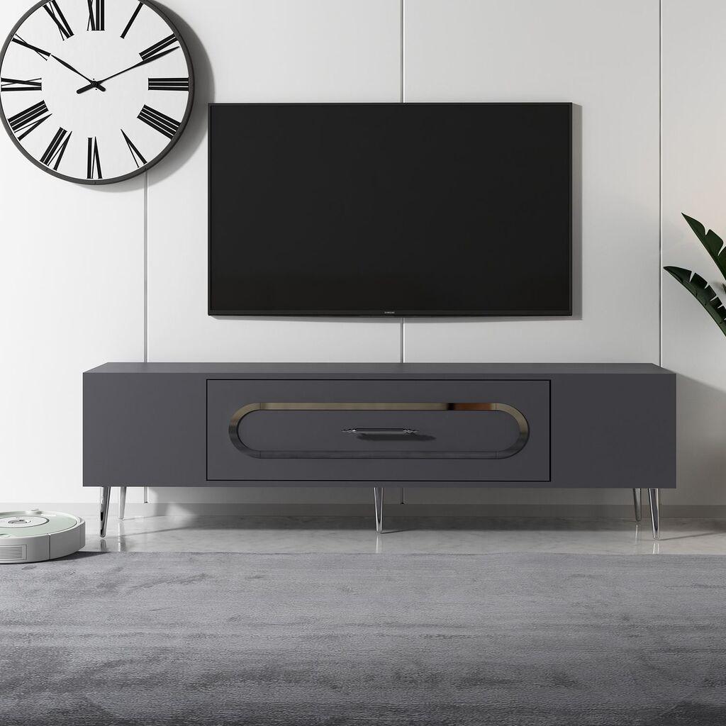 Hanah Home TV Komoda Dekop3, 150x48,2x29,6 cm, Antracit-Srebrne boje