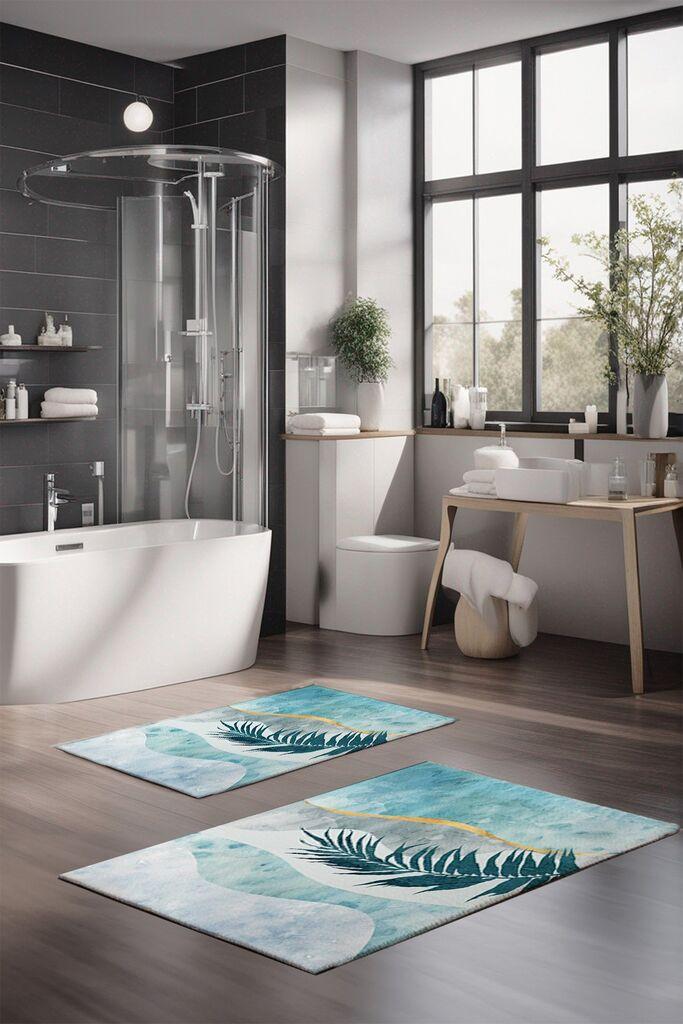 L'essentiel Maison Set Podloga za kupatilo CT-5424, Plavo-zeleni
