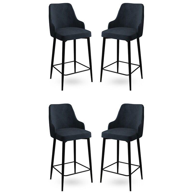 Hanah Home Set barskih stolica Enox, 4 komada, Antracit-crni