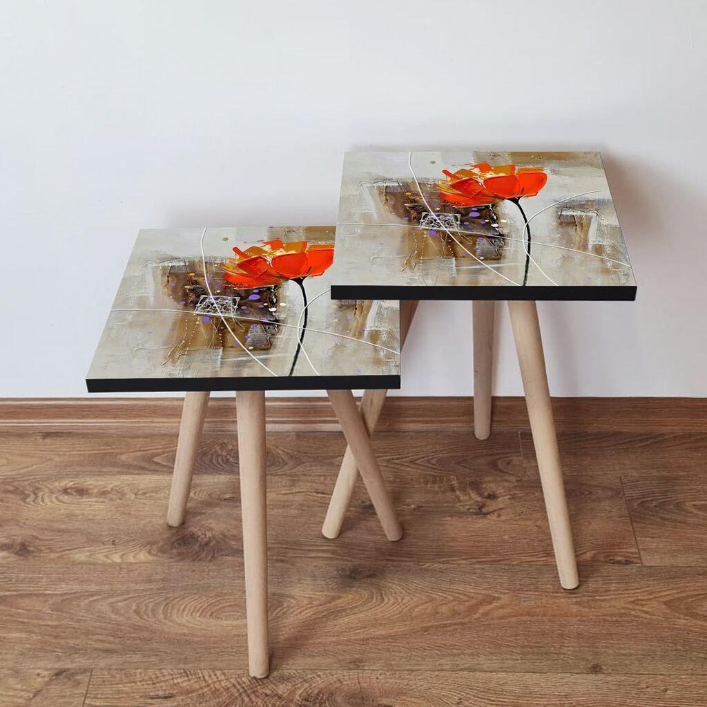 Hanah Home Set klub stočića 2Shp456, 2 komada, Šareni