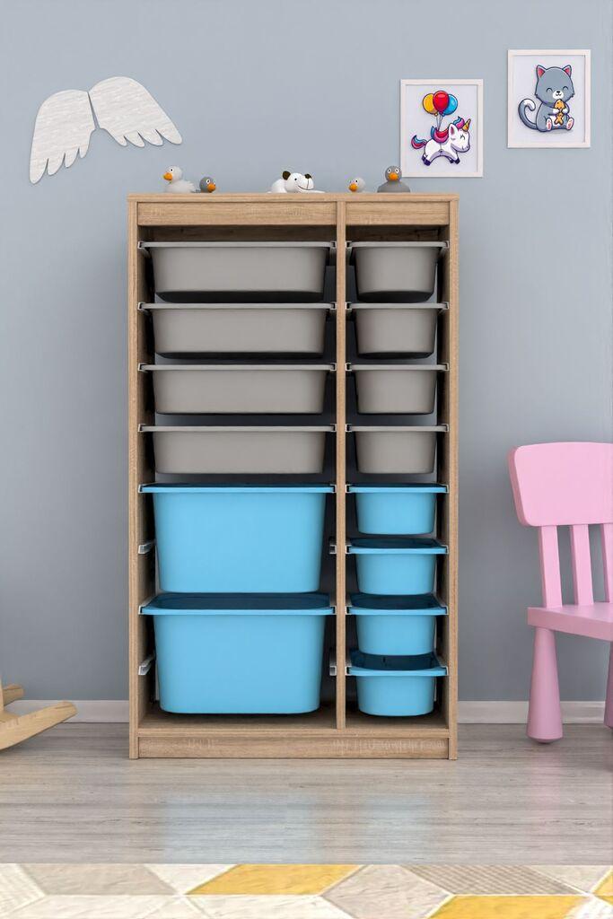 Hanah Home Višenamenska komoda Montana Xs 2D4N8U, 69 x112.2 x29.6 cm, Braon-sivo-plava