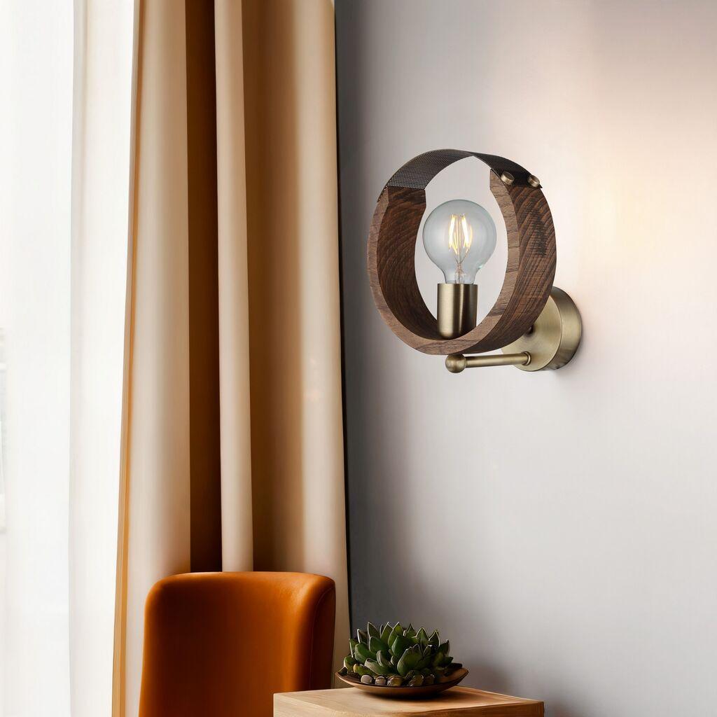 Opviq Zidna lampa Manya-52-19, 10x10x3,5cm, 25cm, IP20, Zlatno-braon boje