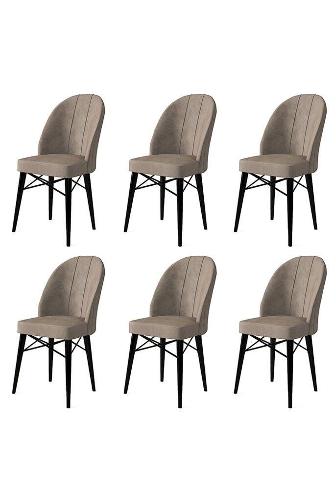 Hanah Home Set stolica Ritim, 44x96x42 cm, 6 komada, Crno-smeđe