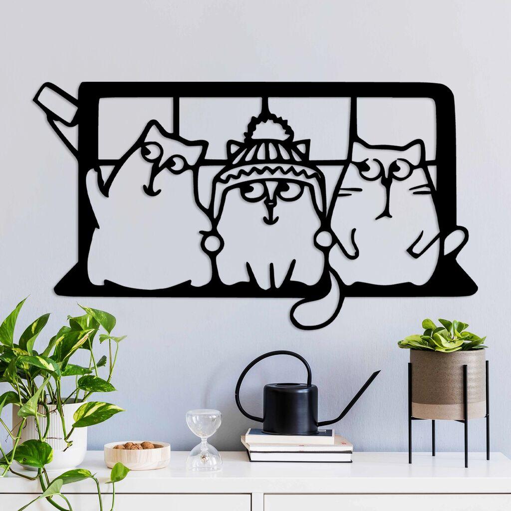 Wallity Zidna dekoracija Cat 7, 60 x 35 cm,  Crna