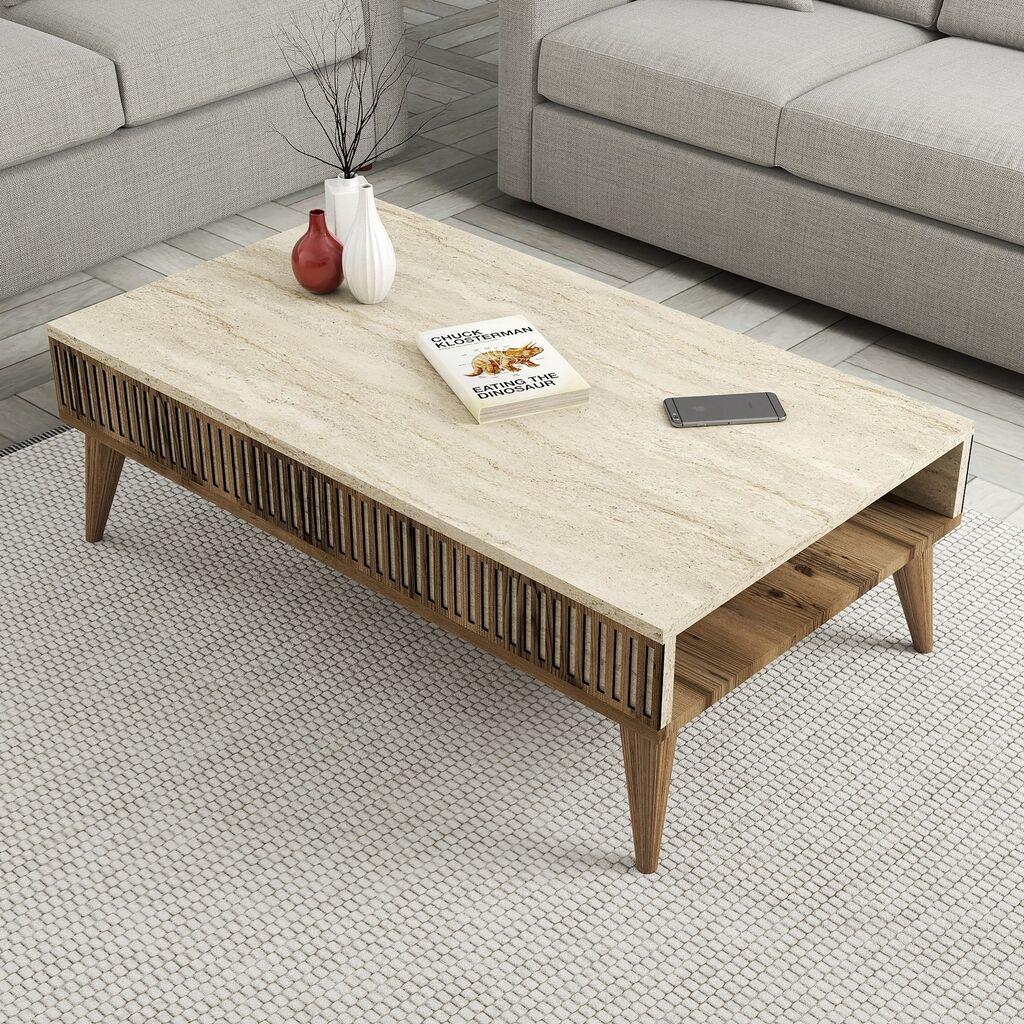 Hanah Home Klub sto Milan, 105x35x60 cm, Krem