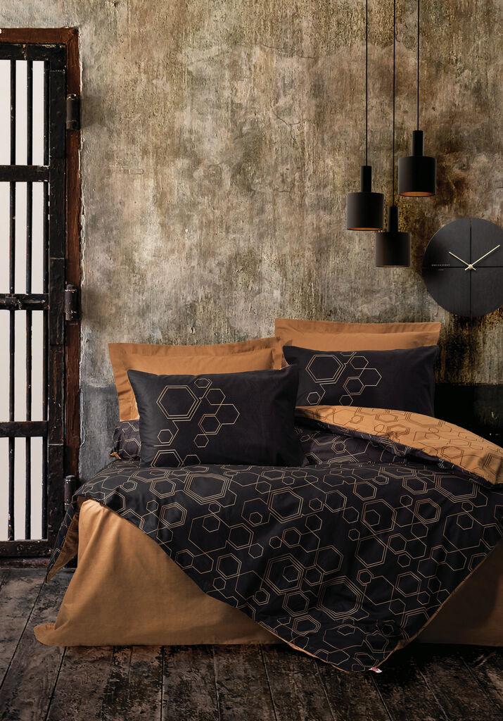 L'essentiel Maison Komplet posteljina Dawn, 200x220 cm, Terakota-Crna