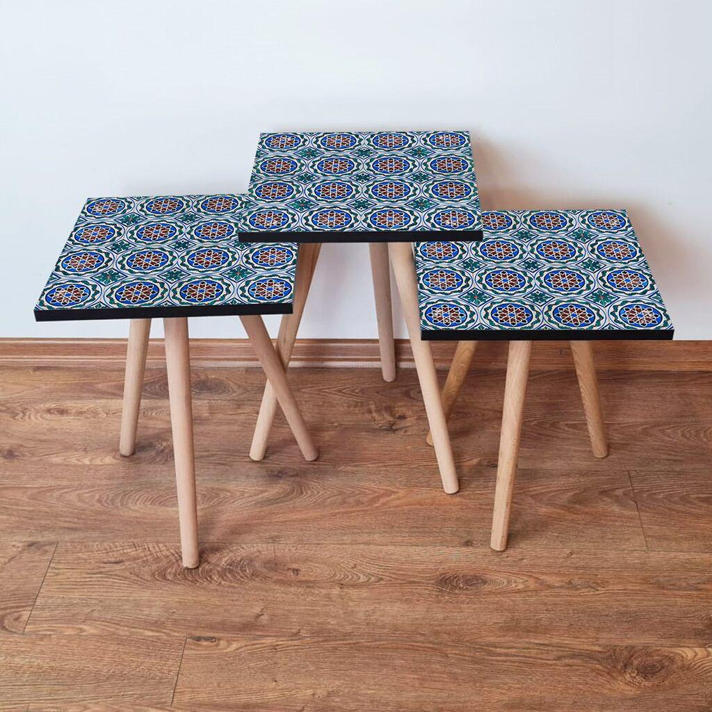 Hanah Home Set klub stočića 3Shp50, 3 komada, Šareni
