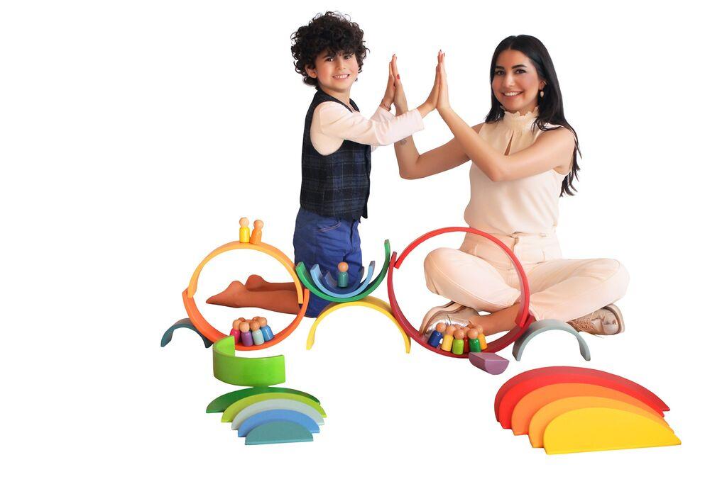 HANAH HOME Drvena igračka Valdorf set, Šarena, 34 dela