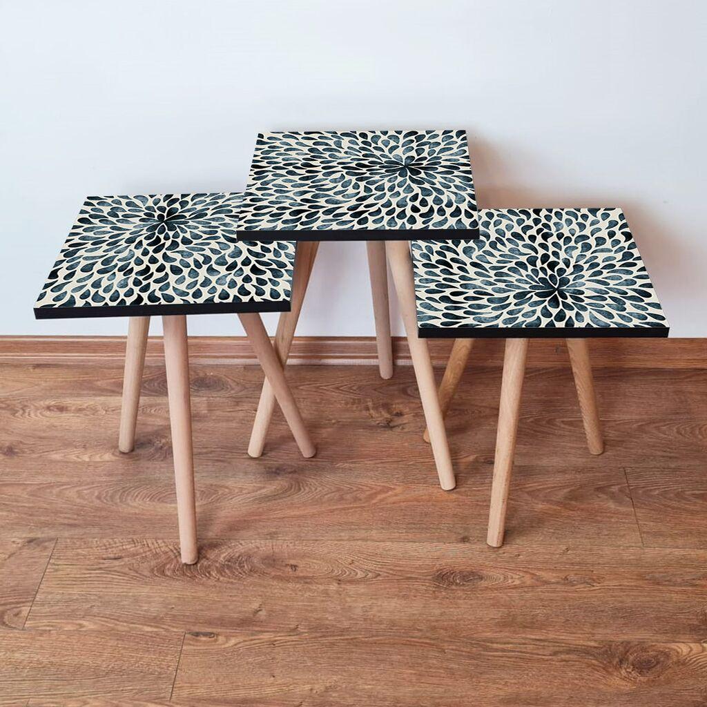 Hanah Home Set klub stočića 3Shp54, 3 komada, Šareni