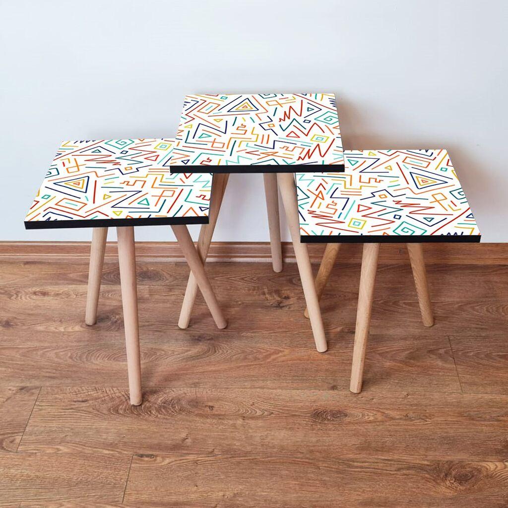 Hanah Home Set klub stočića 3Shp216, 3 komada, Šareni