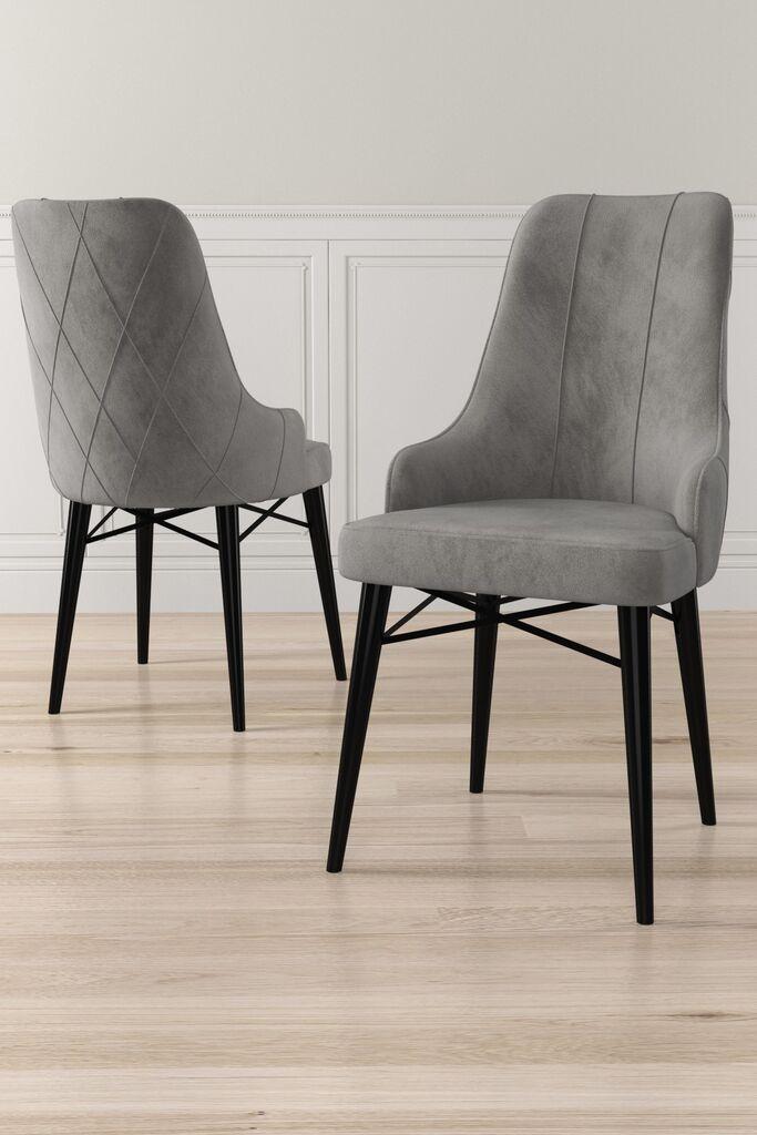 Hanah Home Set stolica Neta, 46x95x42 cm, 2 komada, Sivo-crne