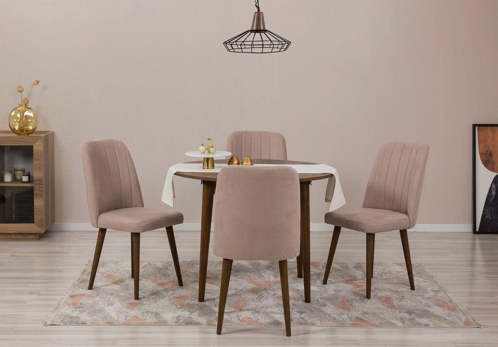 Hanah Home Set Trpezarijski sto i 4 trpezarijske stolice Vina 0900, Ružičasti