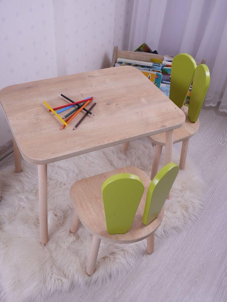 Hanah Home Set dečiji sto i stolice Bunny, Braon-zeleni