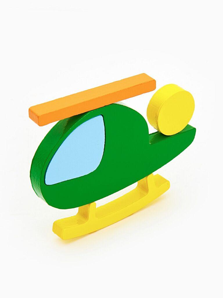 HANAH HOME Drvena igračka Helikopter, Zelena, 6 delova