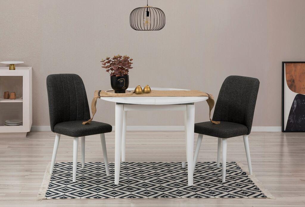 Hanah Home Set Trpezarijski sto i 2 trpezarijske stolice Vina 1053, Beli
