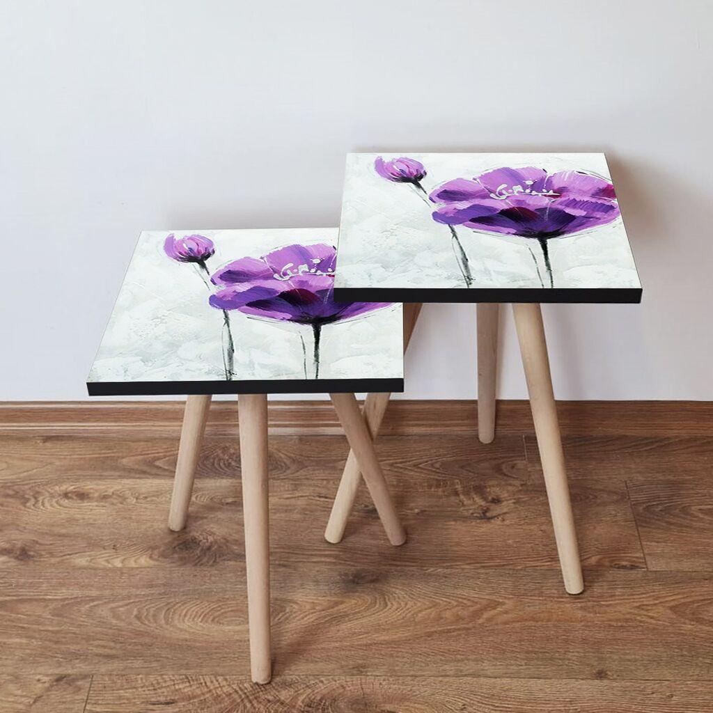 Hanah Home Set klub stočića 2Shp445, 2 komada, Šareni