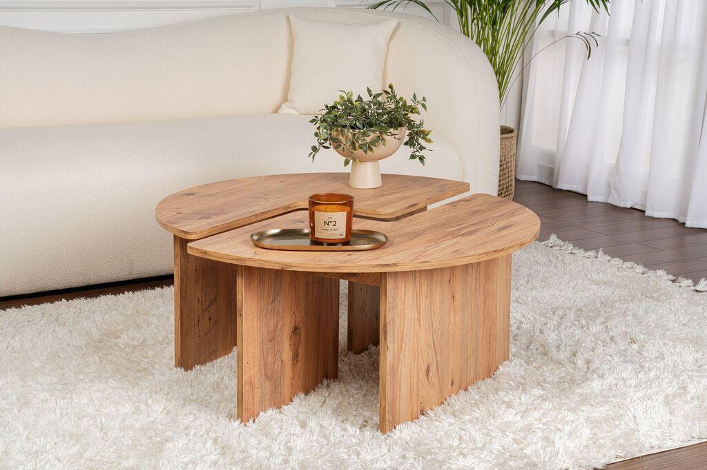 Nordure Klub sto Moira, O90x41cm, Braon