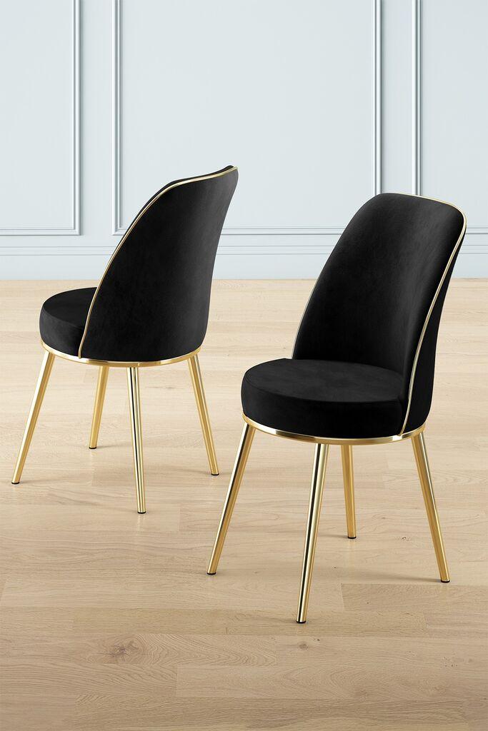 Hanah Home Set stolica Pefa, 45x91x42 cm, 2 komada, Crno-zlatne boje