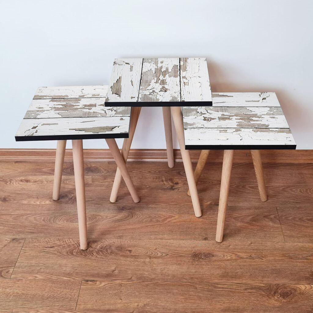 Hanah Home Set klub stočića 3Shp3, 3 komada, Šareni