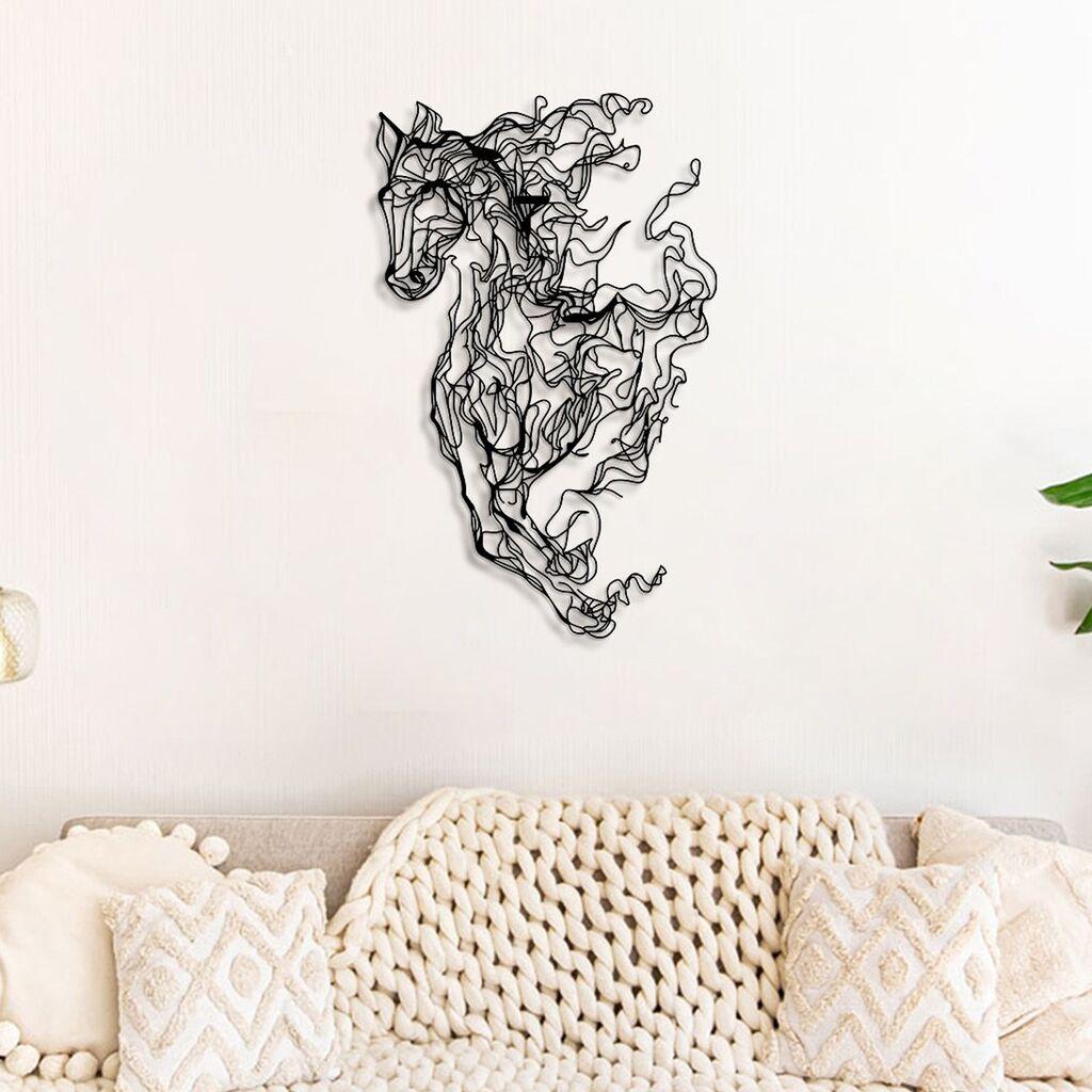 Wallity Čelična zidna dekoracija konj 66x41 cm crna
