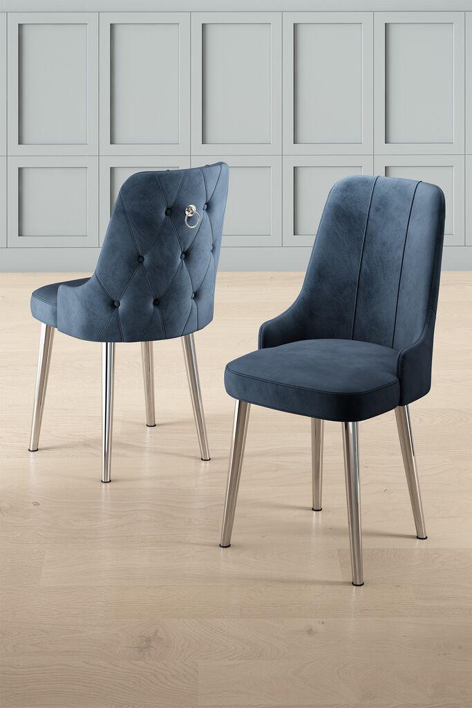 Hanah Home Set stolica Newa, 46x94x46 cm, 2 komada, Srebrno-plave boje