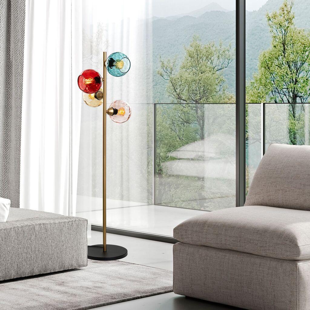 Opviq Podna lampa Benek-15-14546, 36x36x135 cm, IP20, Zlatno-šarene boje