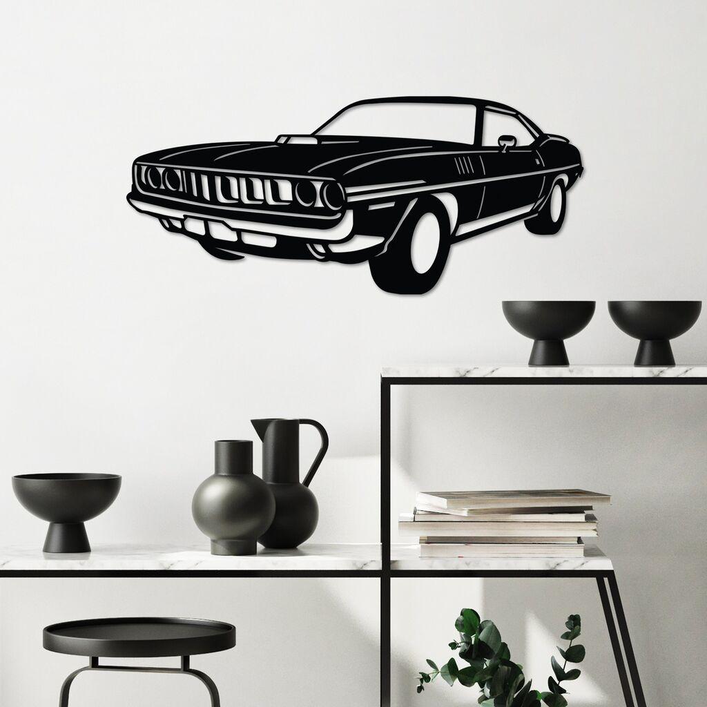 Wallity Zidna dekoracija Plymouth Barracuda 1971, 60 x 26 cm,  Crna