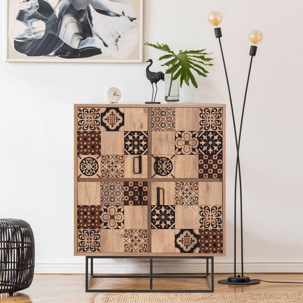Hanah Home Višenamenska komoda Quantum Solo-Mosaic, 93 x115 x36 cm, Smeđa