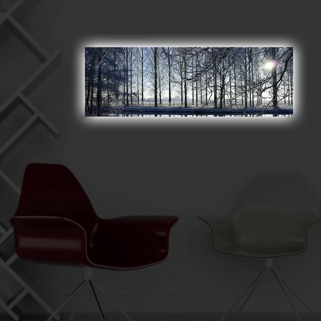 Wallity Slika na platnu sa LED osvetljenjem 30x90cm