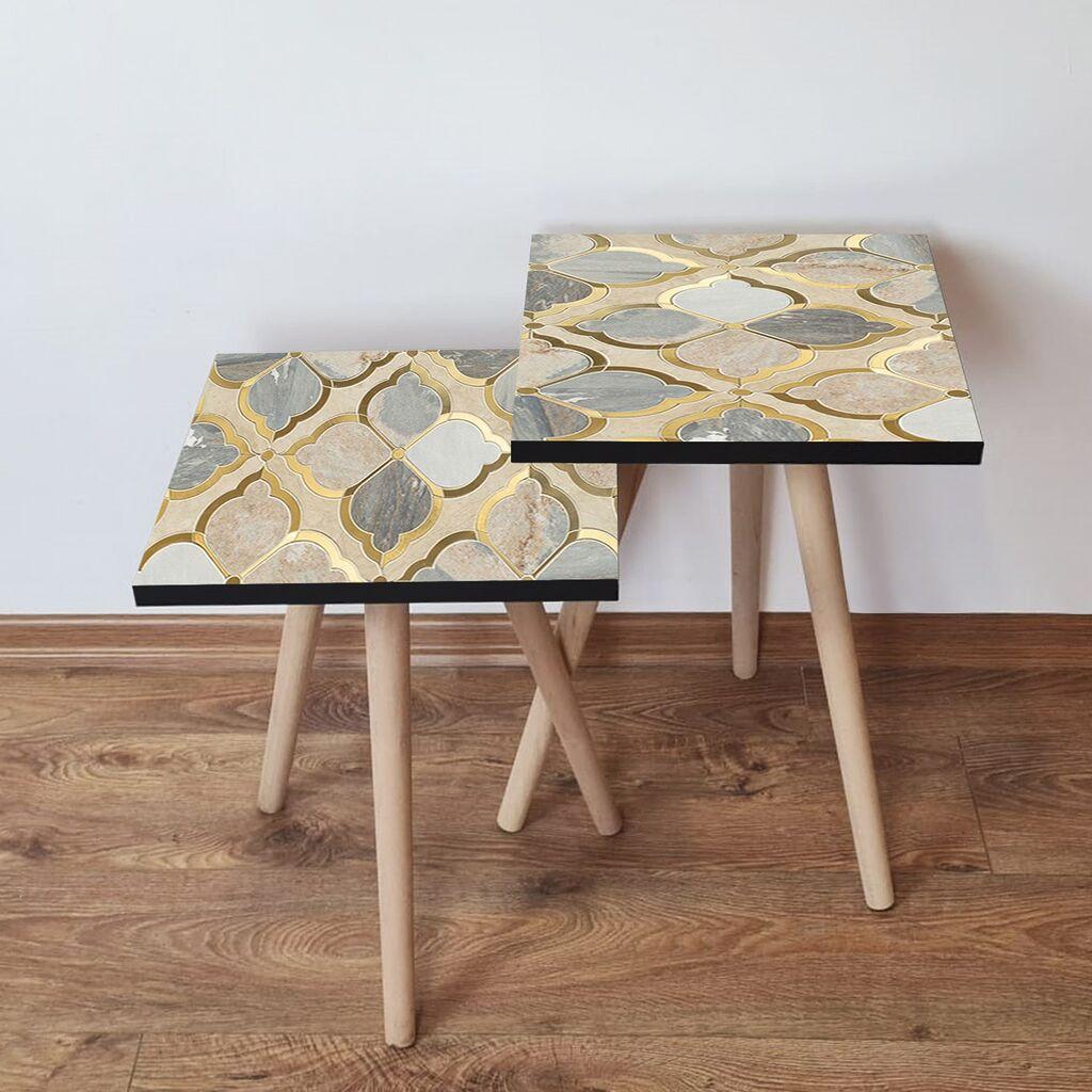 Hanah Home Set klub stočića 2Shp490, 2 komada, Šareni