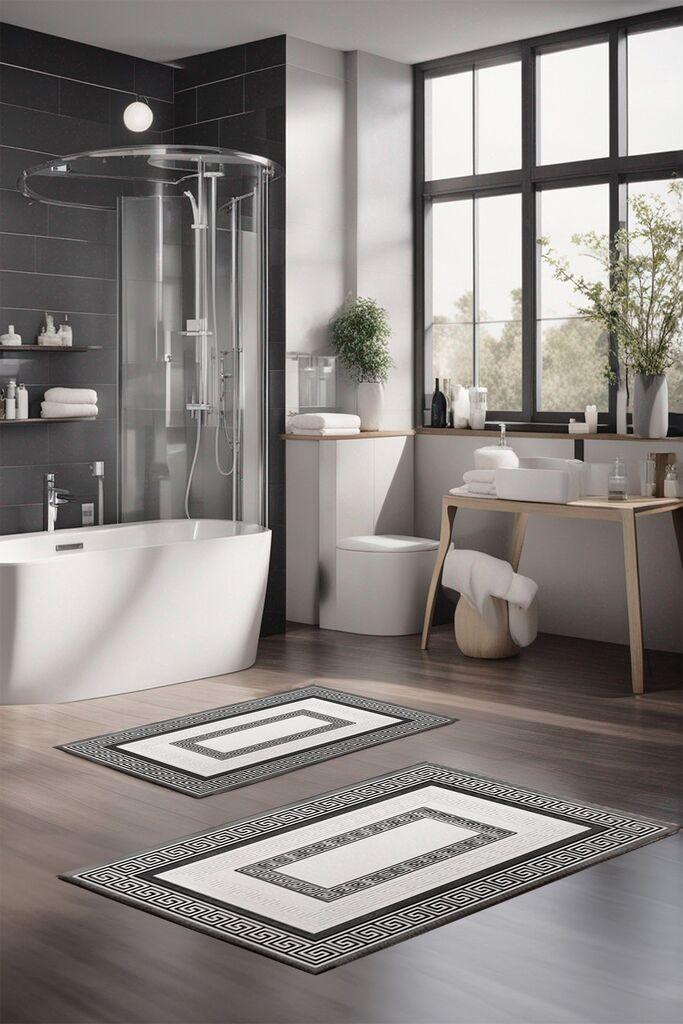 L'essentiel Maison Set Podloga za kupatilo CT-5076, Belo-crni